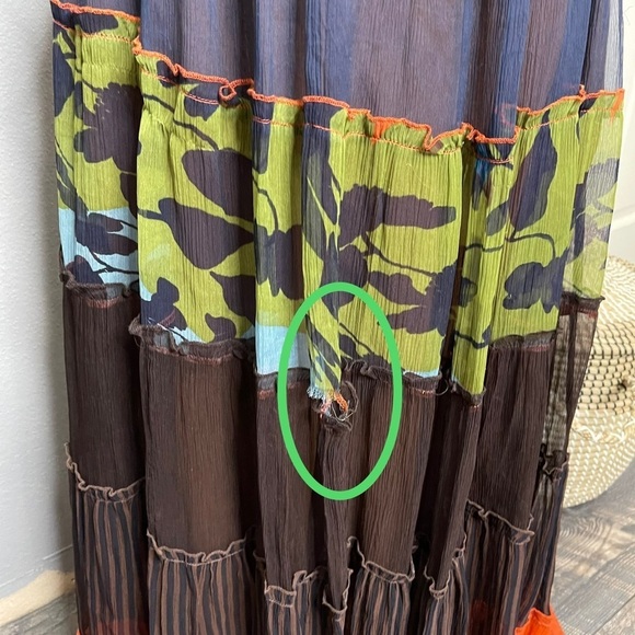 BCBGMAXAZRIA Women’s Tiered Colored Boho Skirt Bohemian Skirt XS Blue Orange - Picture 4 of 5